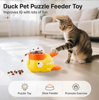 Cat Puzzle Treat Dispenser Toy, Interactive Duck-Shaped Food Slow Feeder for Cats and Small Dogs Enrichment, IQ Training and Exercise 8.6 Inches, Durable Duck, Cat Snacktime, Pet Gift Small Medium Dog Tiktokshopspringglowup Summervibes Petlovers Summer