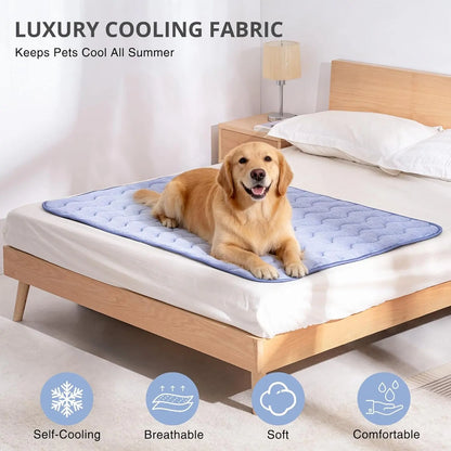 Cooling Mat for Dog, Washable Pet Cooling Pad, No Gel, No Electric, Non-Slip Summer Crate Bed for Large Dogs